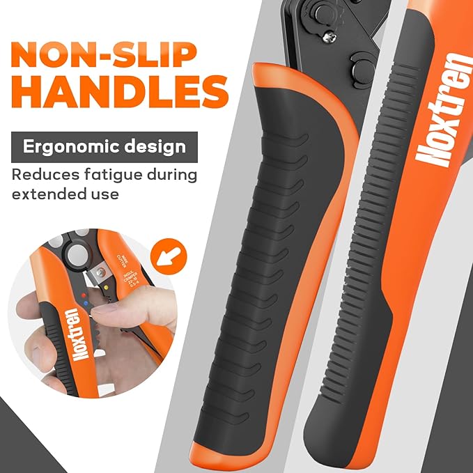 Wire Stripper and Crimping Tool, AWG 24-10 Self-Adjusting Stripper Tool with AWG 22-10 Ratcheting Wire Terminal Crimper for Heat Shrink Wire Connectors