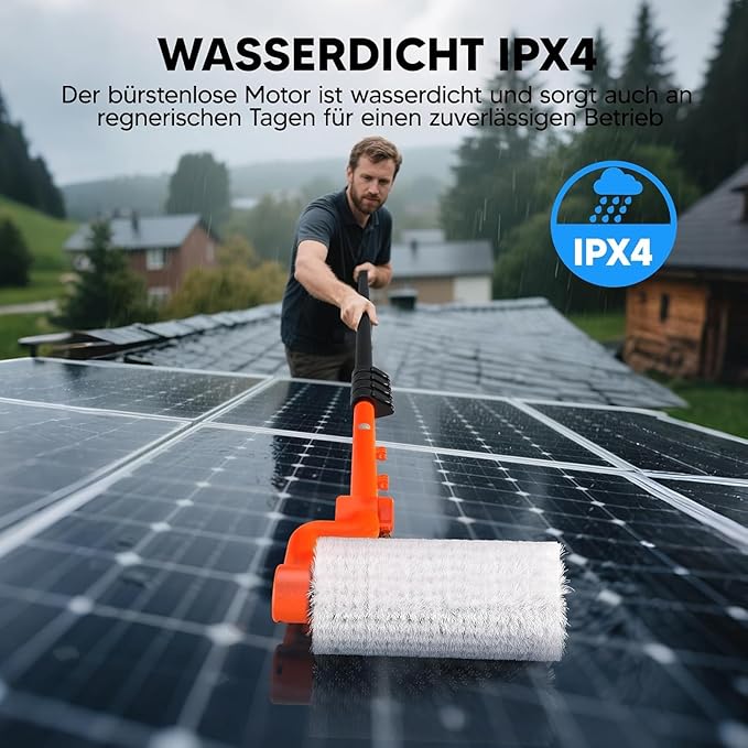 Solar Panel Cleaning Brush and Pole-Replacement Cleaning Brush Head for Solar Panlel, Outside High Window, Roof (White)