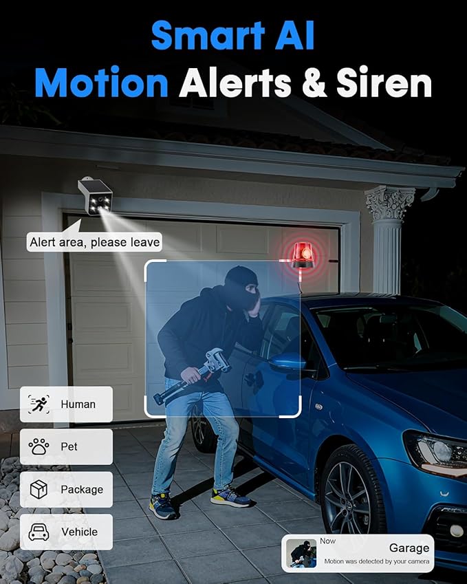 Solar Camera Outdoor Wireless 4 Pack - 2K HD, AI Motion Detection, Easy Setup, Waterproof, Color Night Vision, Two-Way Audio, Wi-Fi, Outdoor Surveillance for Yard & Driveway