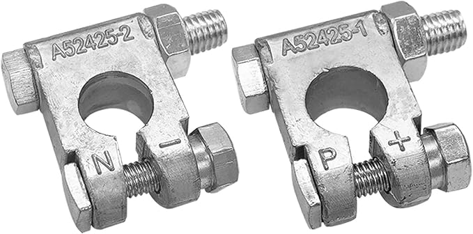 Ampper Military Spec Battery Terminal End, Top Post Battery Terminal Set for Marine Car Boat RV and Vehicles (1 Pair)