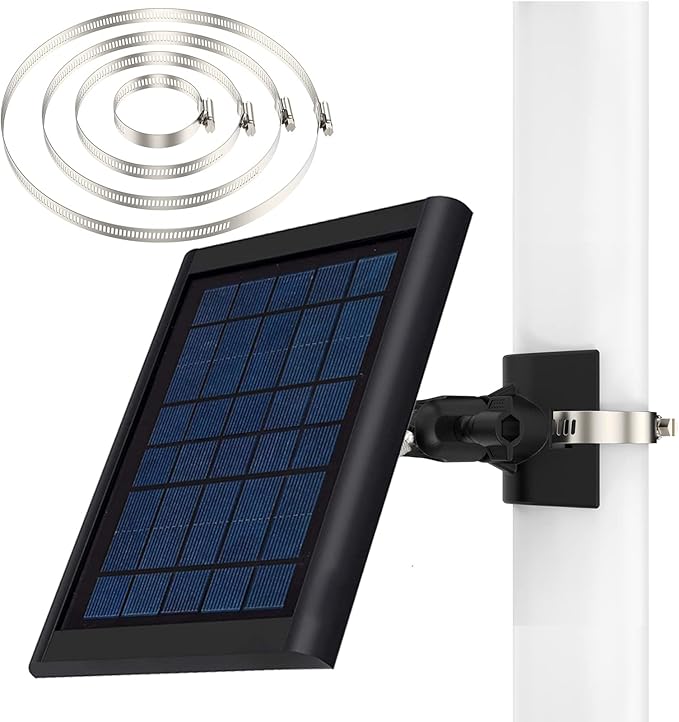 Universal Solar Panel Mount for Eufy/Ring/Reolink/Arlo Solar Panel and More, Fits Up to 17 inch Pole, Tree, Cylindri Rail, Drainage Pipe (Black)