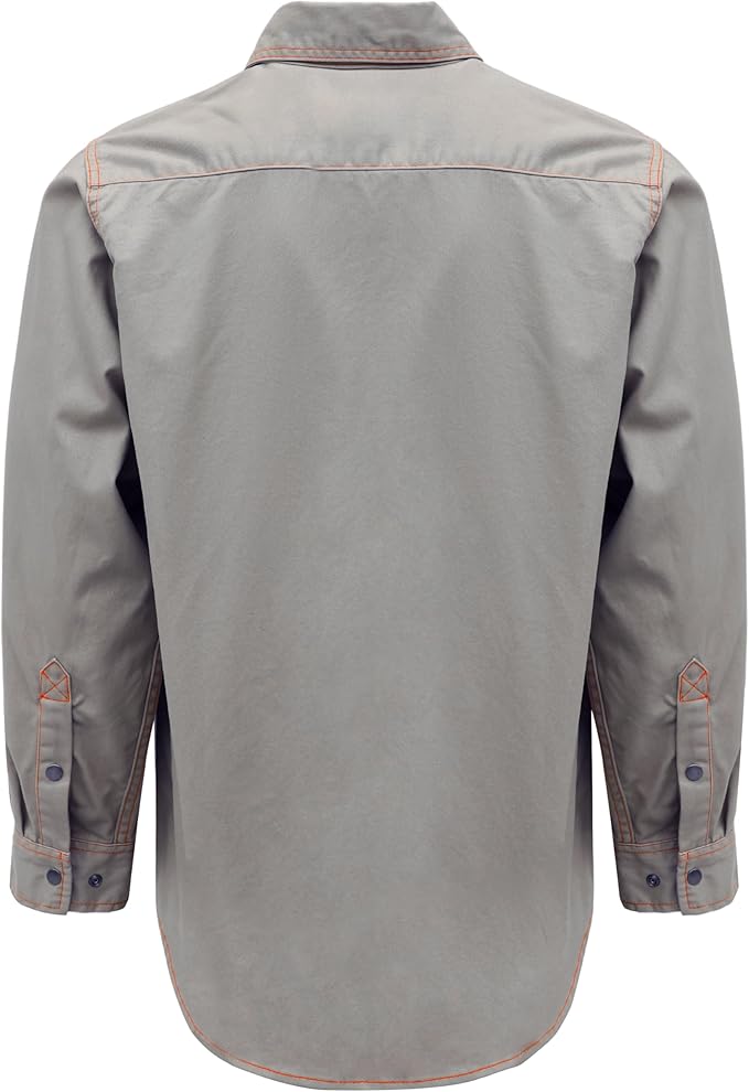 BOCOMAL FR Shirts for Men Snaps Down 7.5oz Water Repellent Fire Resistant Welding Jackets-NFPA2112 CAT2
