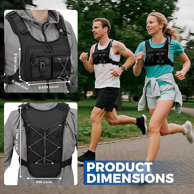 USA Original Patent Running Hydration Vest Backpack, Lightweight Chest Pack with 2.0L Water Bladder Bag Daypack for Hiking Running Cycling Race Marathon for Women Men
