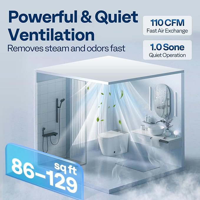 VIVOHOME AutoFlow Bathroom Exhaust Fan with Humidity Sensor 110CFM - Energy-Saving EC Motor,10.2-inch Ceiling Retrofit Bath Fan, No Attic Access Needed(Install Kit, 4-in Duct Included)