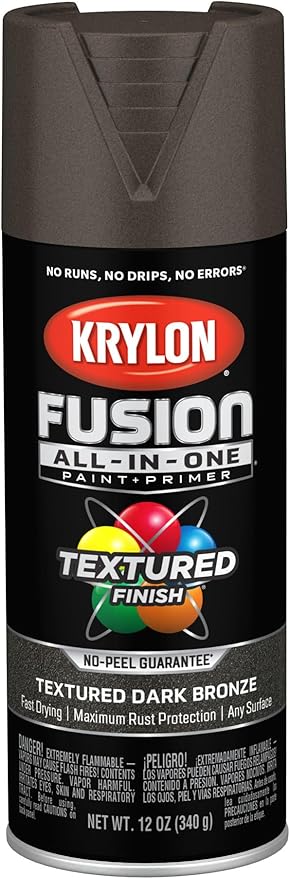 Krylon Fusion All-In-One Adhesive Spray Paint for Indoor/Outdoor Use, 12 oz, Dark Bronze