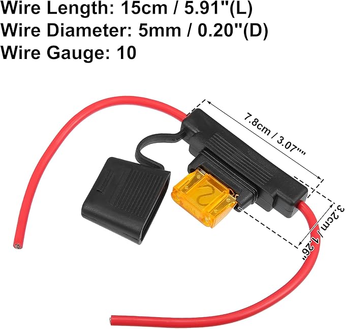uxcell DC 12V 10 Gauge Car in Line ATC Blade Style Inline Fuse Holder with 40A Large Fuse