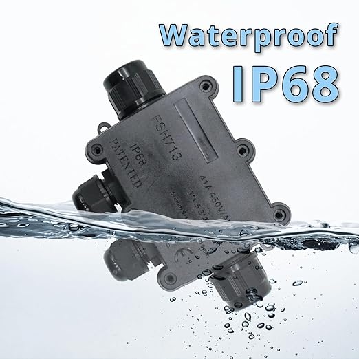 MAKERELE Outdoor Open Splice Boxes IP68 4 Way Underground Waterproof Electrical Splice Box Cable Connector Wire Range 5 to 15mm with Screw Terminal Block External Junction Box