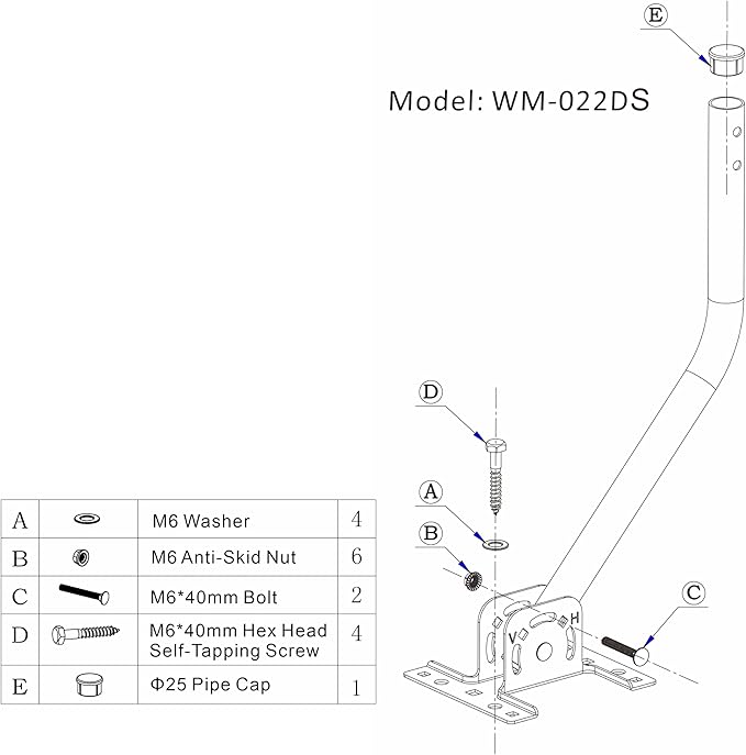 Universal Adjustable Antenna Mount Pole(OD 1", Length 16 1/2"), Pole Mounting Bracket for Wall Eave Roof, Compatible with Antenna, Weather Station and WiFi Extender, with U-Bolt Kit
