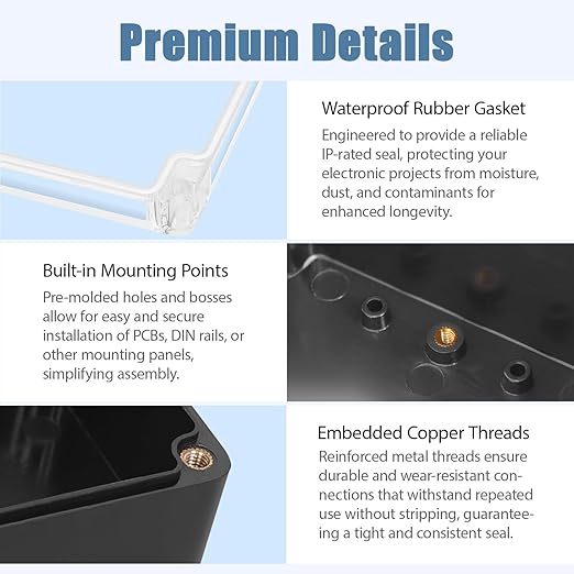 LeMotech Junction Box with Clear Cover IP65 Waterproof Project Box Dustproof ABS Plastic Electrical Project Boxes Universal Enclosure, Black 7.8"x 4.7"x 2.9"(200x120x75mm)(Pack of 2)