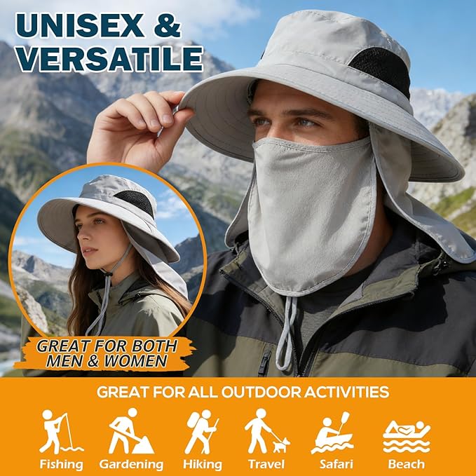 EINSKEY Wide Brim Sun Hat, UPF 50+ UV Protection Waterproof Packable Bucket Hat for Men & Women, Fishing Hiking Beach Garden