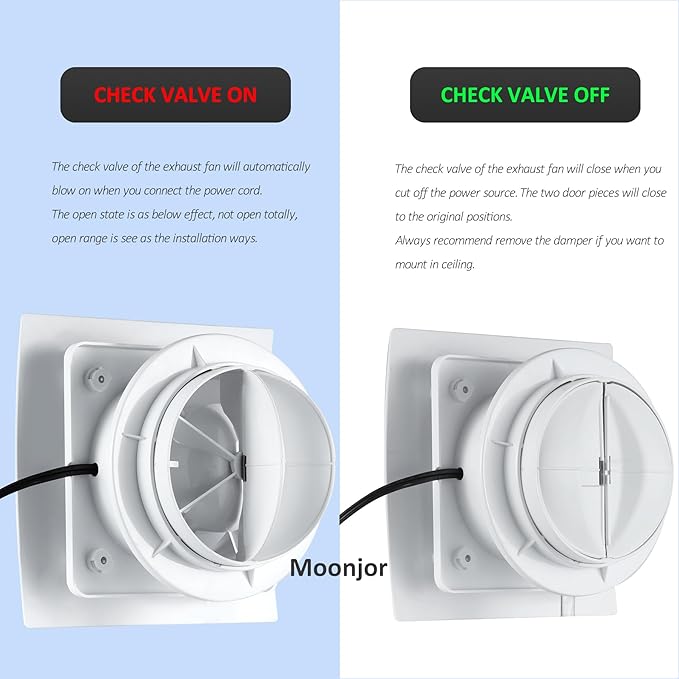 4inch Exhaust Fan, Window Wall Mount Vent Extractor Fan w/Button Switch, Cord for Kitchen Bathroom Workshop Garage (Slim Curved Panel)