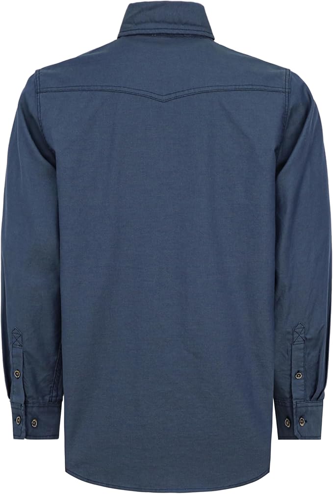 BOCOMAL FR Shirts Button Down Dura-Light 6.5 oz Soft Heather Series Utility Chest Pockets Flame Resistant Work Shirt CAT2