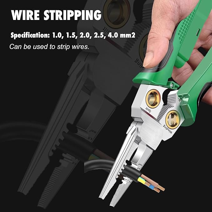 8-in-1 Wire Stripper Tool, with Non-Contact Voltage Detector & Safety Insulated Handles, Multi-Function Electrical Pliers for Stripping, Cutting, Crimping, Ideal for Electrician, HVAC, DIY