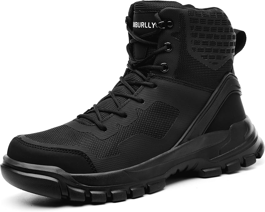 Hogent Steel Toe Boots for Men Lightweight Comfortable Work Boots with Air Cushion Puncture Proof Safety Shoes for men Industrial Construction Warehouse Work