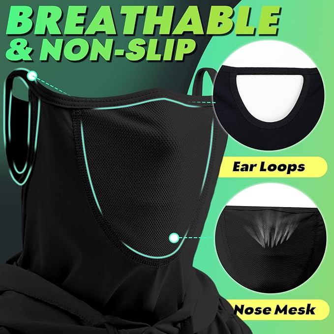 3 in 1 Summer Cooling Balaclava Hood Face Mask with Ear Loops Men Women Sun UV Protection Breathable Full Head Cover