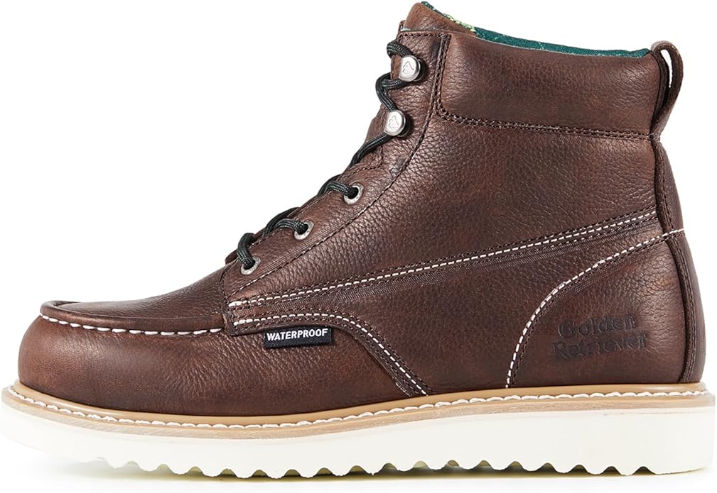Golden Retriever Work Boots for men Waterproof Comfortable 6" Full Grain Tumbled Leather Welt Slip and Oil-Resistant STEEL/SOFT Toe Construction Boots G6192D_G6158ST_G6282D_G6258ST