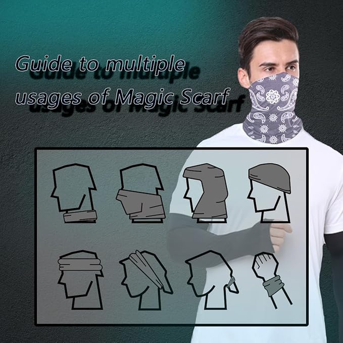 Neck Gaiter Face Cover Bandana Mask Scarf, Breathable Sun& Dust-proof for Cycling Running Fishing Hiking