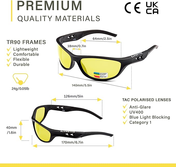 Night Vision Driving Glasses - Anti Glare HD Polarized Yellow Tinted Sunglasses for Men & Women