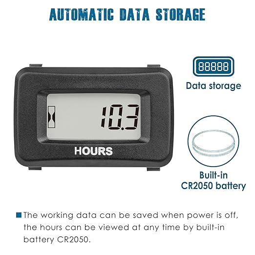 Runleader Digital Hour Meter for Maintenance,AC/DC 5V to 277V for Riding Lawn Mower Generator Compressor Tractor Golf Cart Motorhome Snowmobile etc.