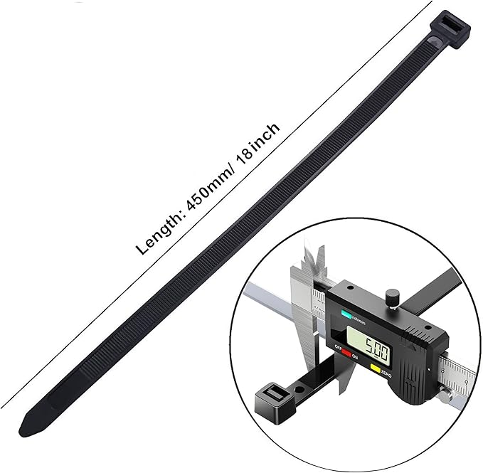 18 inch zip ties for outdoor use Large cable ties black 100 pcs strong long nylon ties industrial plastic tie wraps