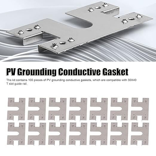 PV Grounding Washer 100pcs Stainless Steel Conductive Gasket Kit for Solar Panel T Slot Rail Mounting System Photovoltaic Grounding Clip