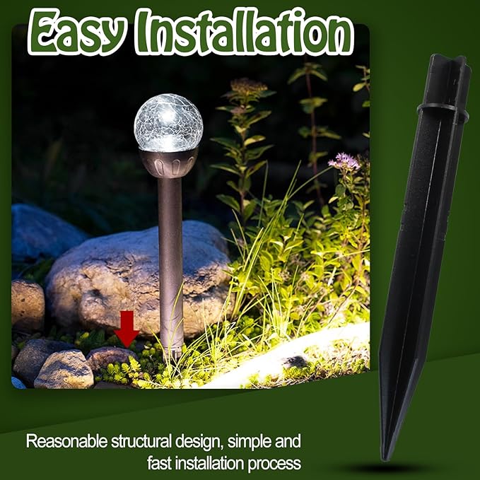 6 Pack 8.3 Inch ABS Ground Spikes - Exclusively Fit 0.83" Inner Diameter Solar Lights - Replacement Stakes for Solar Lights