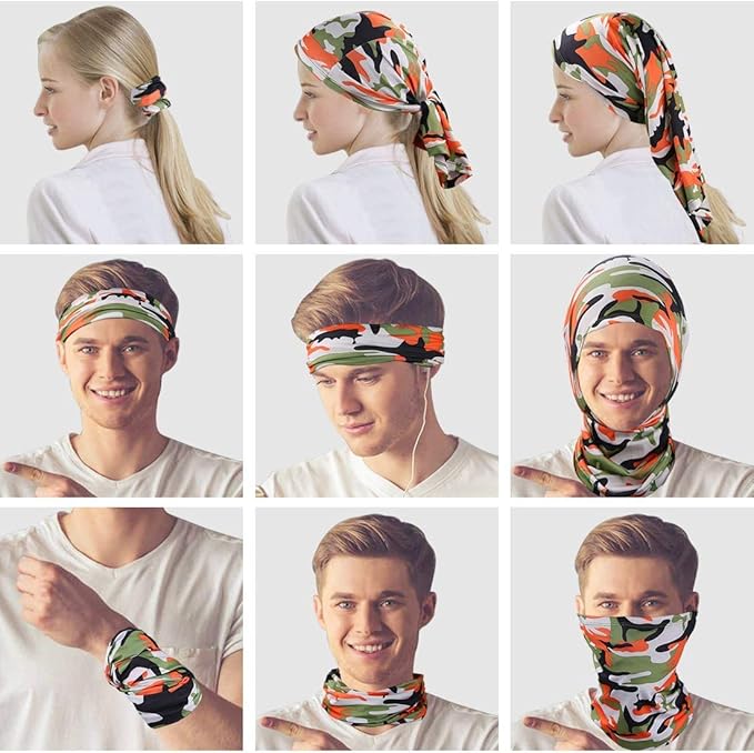 6 Pieces Sun UV Protection Face Mask Neck Gaiter Windproof Scarf Sunscreen Breathable Bandana Balaclava for Sport Outdoor