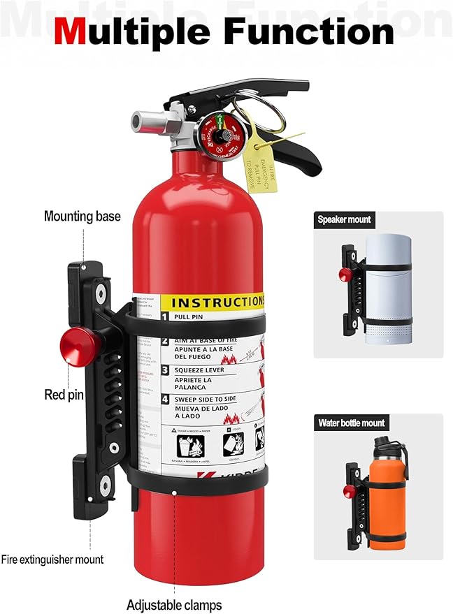 MOLLE Panel Fire Extinguisher Mount Kit Fits 1"-2" Rigid MOLLE Panel Holes, Quick Release Car Fire Extinguisher Mount Holder with 4 Clamps for Vehicles MOLLE Panle Accessories