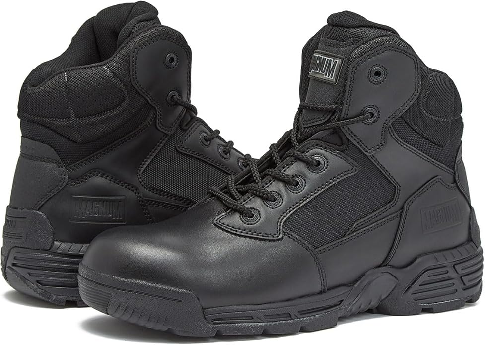 MAGNUM Men's Stealth Force Black Work Boots for Men Waterproof, Security Slip Resistant Lightweight Police Hiking and Tactical Boots Men, 6 Inch Law Enforcement Boots - Black, 10 Medium