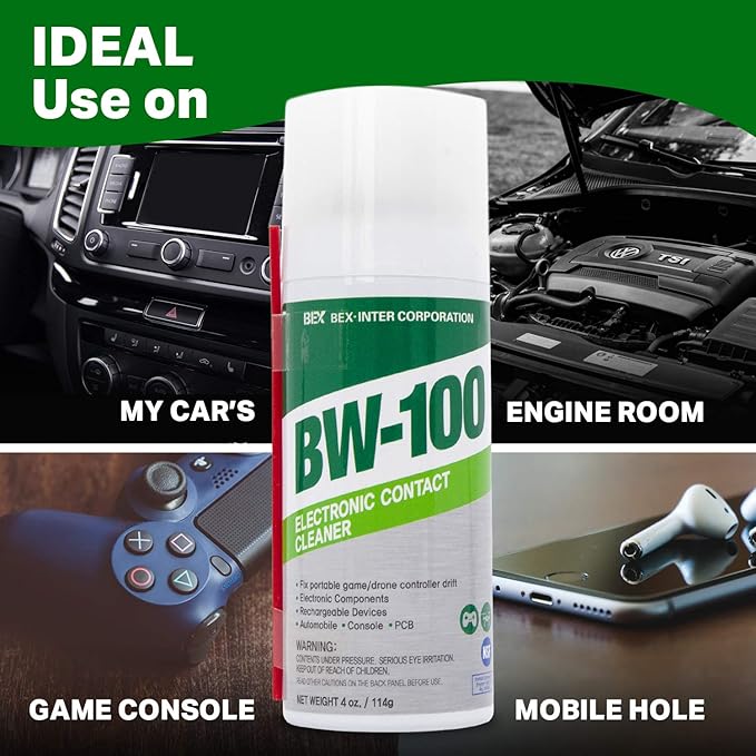 Non-Flammable Electronic Contact Cleaner Aerosol Spray - Safely Cleans Joysticks, Computers, PCB and More - Removes dust, Dirt and contaminants on Contact-Quick Dry | 4oz/114g | Pack of 3