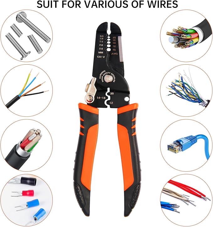 Wire Stripper, 3-rd Generation Wire Strippers or Crimping Tool, 5-IN-1 Wire Crimper or Cutter, 10-20 AWG Electric Wire, Multi-Function Hand Tools