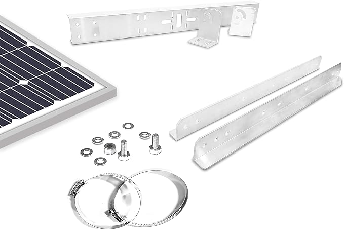 Newpowa Universal Solar Panel Heavy Duty Double Arm Pole Wall Mount for 70-120W Single Module at an tilt Angle from 0-90°