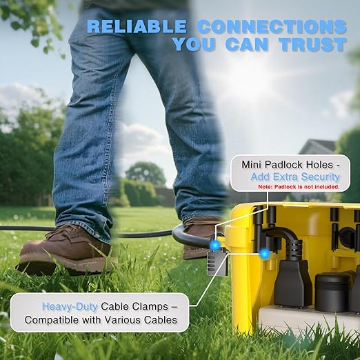 Flemoon [2 Pack] Outdoor Electrical Box Waterproof, Medium Weatherproof Electrical Box (11.5x5.2x4 inch) w/6 Cable Entry Ports, Extension Cord Cover for Power Strip, Timer, Holiday Light, Yellow