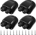 Enhon 4 Pack Solar Cable Entry Gland, Weather Resistant Solar Gland, Dual Cable Entry Housing for All Types 3mm² to 10mm² RV, Caravan, Marine, Boat, Cabin (Black)