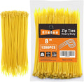 8 Inch yellow Zip Ties (1200 Pack), 35 LBS Tensile Strength, Self-Locking Nylon PA66 UV Resistant Cable Ties for Indoor and Outdoor Use
