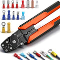 smseace Orange Wire Crimping tool Wire crimper,stripper and cutterfor insulated/Bare/Heat Shrink connectors(22-10 AWG) Multifunctional stripping crimping pliers Wire stripper and crimping tool