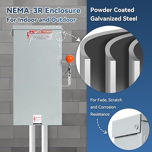 100A Generator Transfer Switch,24000W General-Duty Double-Throw Safety Switch,120/240-Volt Transfer Switches,Stronger Stability Manual Transfer Switches,NEMA 3R Standards for Outdoor and Indoor