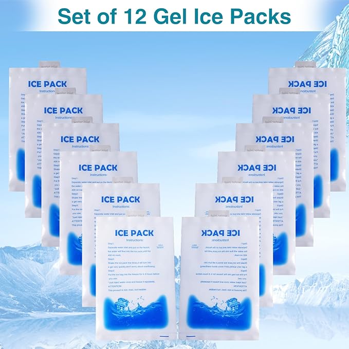 12Pcs Gel Ice Packs for Cooling Vest - Cold Packs for Ice Cooling Safety Vest, Reusable Ice Packs for Injuries Food Preservation