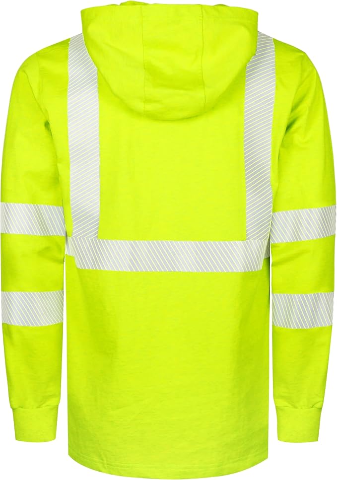 TICOMELA FR Shirts Pullover High Visibility 6oz Lightweight Hi vis Flame Resistant Reflective Hooded Work Shirt