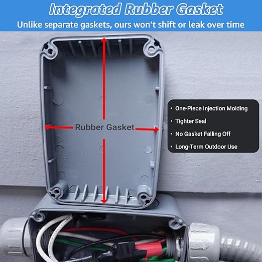 Outdoor Junction Box,Nineleaf IP66 Weatherproof Electrical Project Boxes PVC/ABS Plastic Enclosure Box Universal Watertight 4.9 x 3.3 x 2.3 inch (125x86x62mm), Fit with 20mm Cable Gland Grey