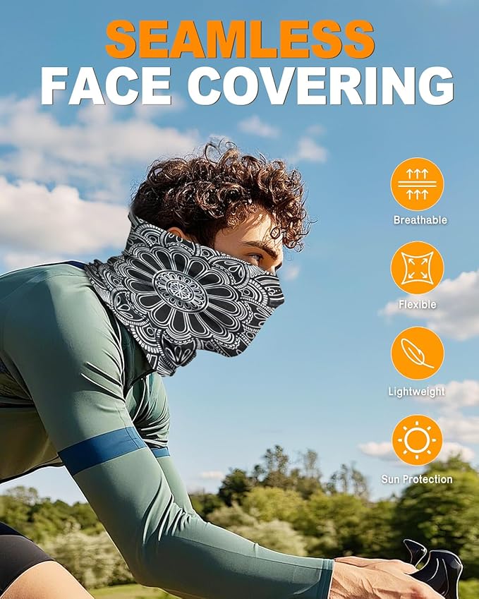 4Pack Neck Gaiter for Men Women Face Cover Mask Head Wrap Balaclava Headwear Bandana Headband Magic Scarf