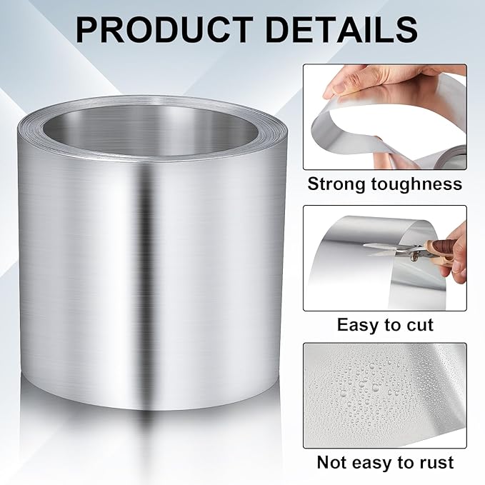 Ripeng 50 Feet 6'' x 50' x 0.011'' Aluminum Flashing Roll Roof Flashing for Roof and Garden Preventing Roofing Stains Strip for Moss and Mildew Prevention (1 Roll)