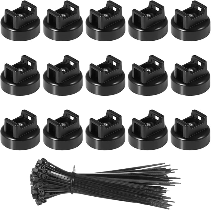 Magnetic Cable Zip Tie Mounts, 15 Pcs Magnets with 50 Pcs Cable Zip Ties, Multipurpose Magnetic Cables Holder for Cables Management, Wire Management Bases