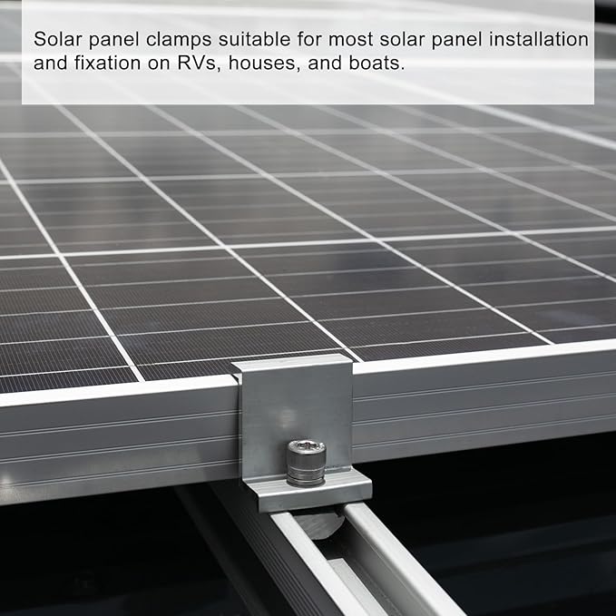 uxcell 8Pcs Solar End Clamp, 40mm Aluminum Adjustable Solar Panel Mounting Bracket Clamp Solar Mounting Z Bracket Clamps for Solar Panel PV Mounting System, Silver