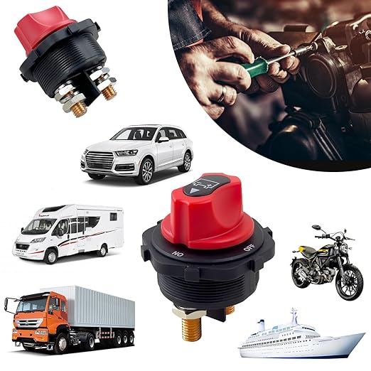 FXC Battery Disconnect Switch 12V-32V Battery Master Cut Shut Off Isolator Switch Max. 32V DC 300A ON-Off Power Battery Kill Switches for Car Off-Road Vehicle Truck Boat RV Marine