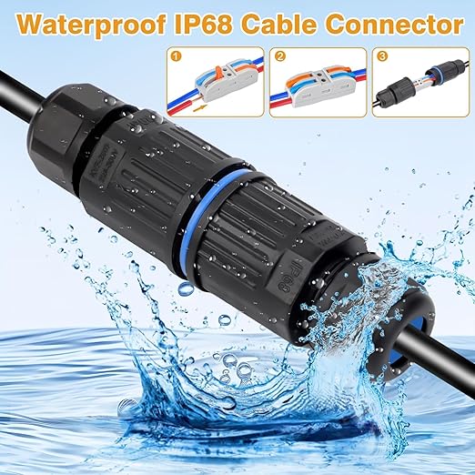 Linkstyle 10PCS Waterproof IP68 Junction Box, Outdoor 2 Way Electrical Cable Connector, with Replaceable Lever Wire Connectors for AWG 28-12 Gauge Wire 2 in 2 Out Quick Terminal