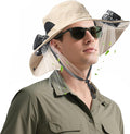Solar Fan hat, Equipped with Two Detachable Fans, USB/Solar Dual Power Supply, Full Sun Protection,Wide Brim Adjustable