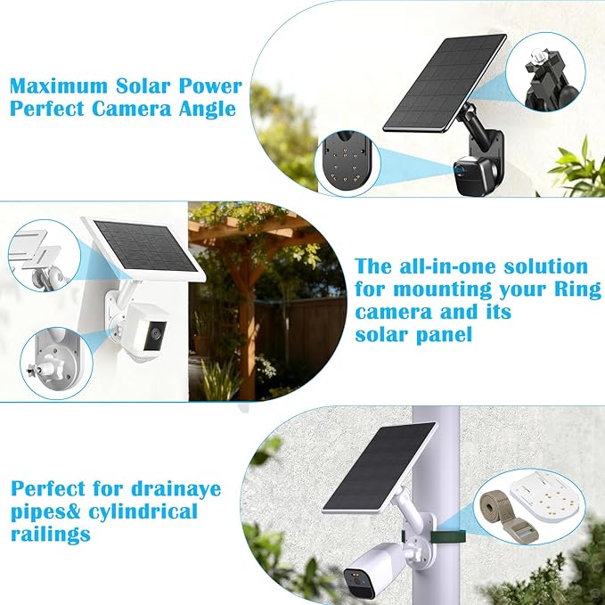 Wall Mount for Cameras and Solar Panels, 2-in-1 Pole Mount Compatible with Blink Outdoor 4 (4th Gen) & 3rd Gen & Outdoor 2K+, Ring, Solar Panel, with 1/4"-20 Screw Hole, Adjustable Angle -Black