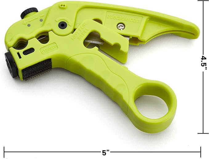 trueCABLE Wire Stripping and Cutting Tool for UTP, FTP, STP, Cat5e, Cat6, Cat6A Ethernet, RG59, RG6, RG7, RG11 Coax Cable, Adjustable Blade Depth