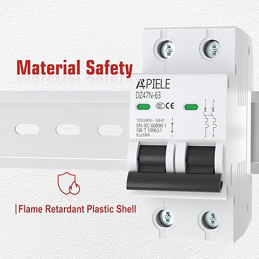 APIELE Miniature Circuit Breakers AC 120/240V, 25Amp 2Poles Circuit Breaker for Solar Photovoltaic Systems, DIN Rail Mount AC Disconnect Switch (2P-25A)
